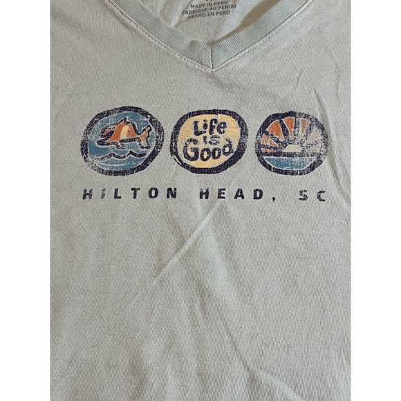 Life Is Good Medium Crusher V Neck Tee Hilton Head Island, SC - Picture 4 of 6
